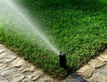 irrigation system watering lawn